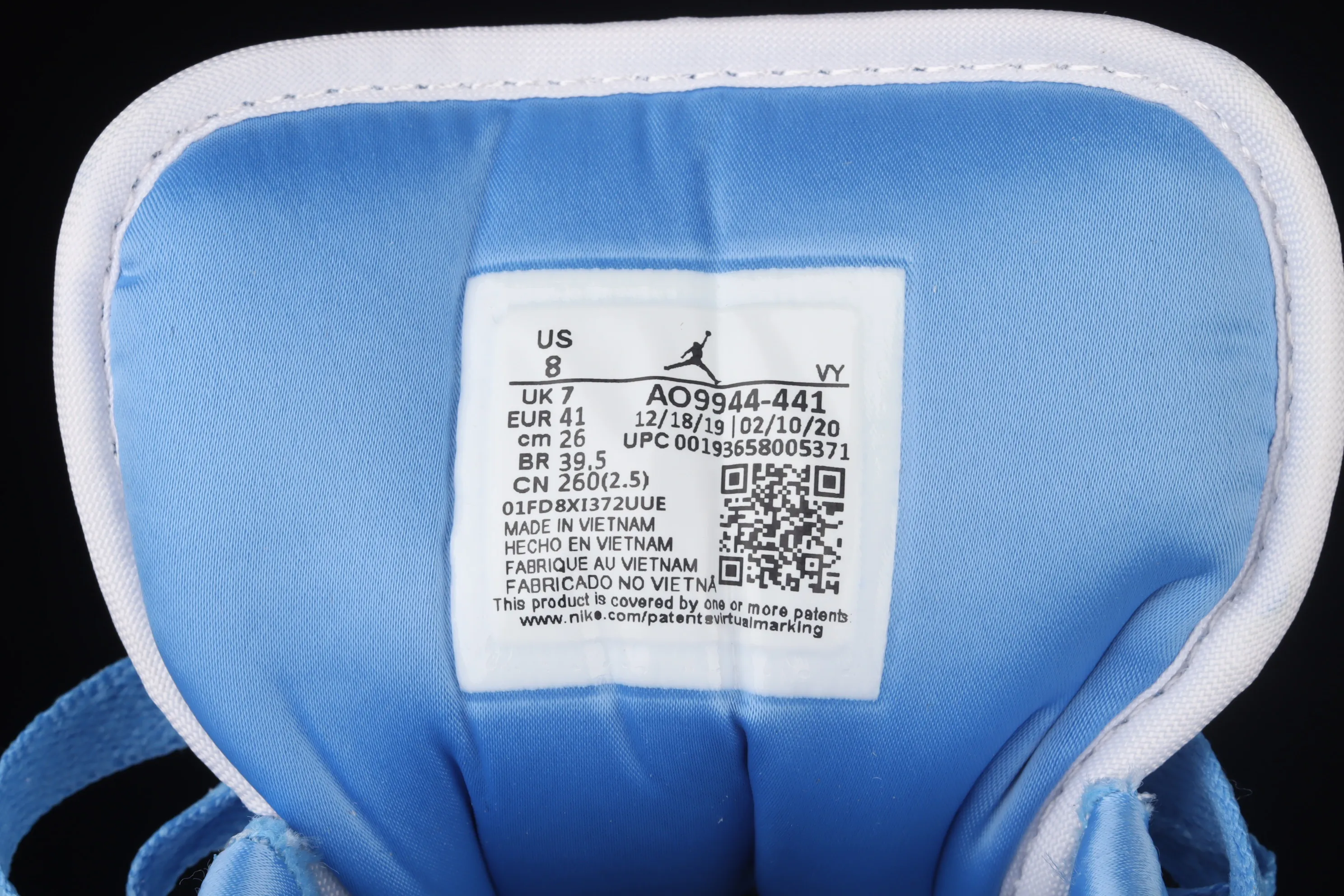 All categories Air Jordan Jordan series basketball shoes Air Jordan 1 Low G version pure original Air Jordan 1 Low AJ1 Joe 1 North Carolina blue low-top cultural and leisure sports sneakers AO9944-441